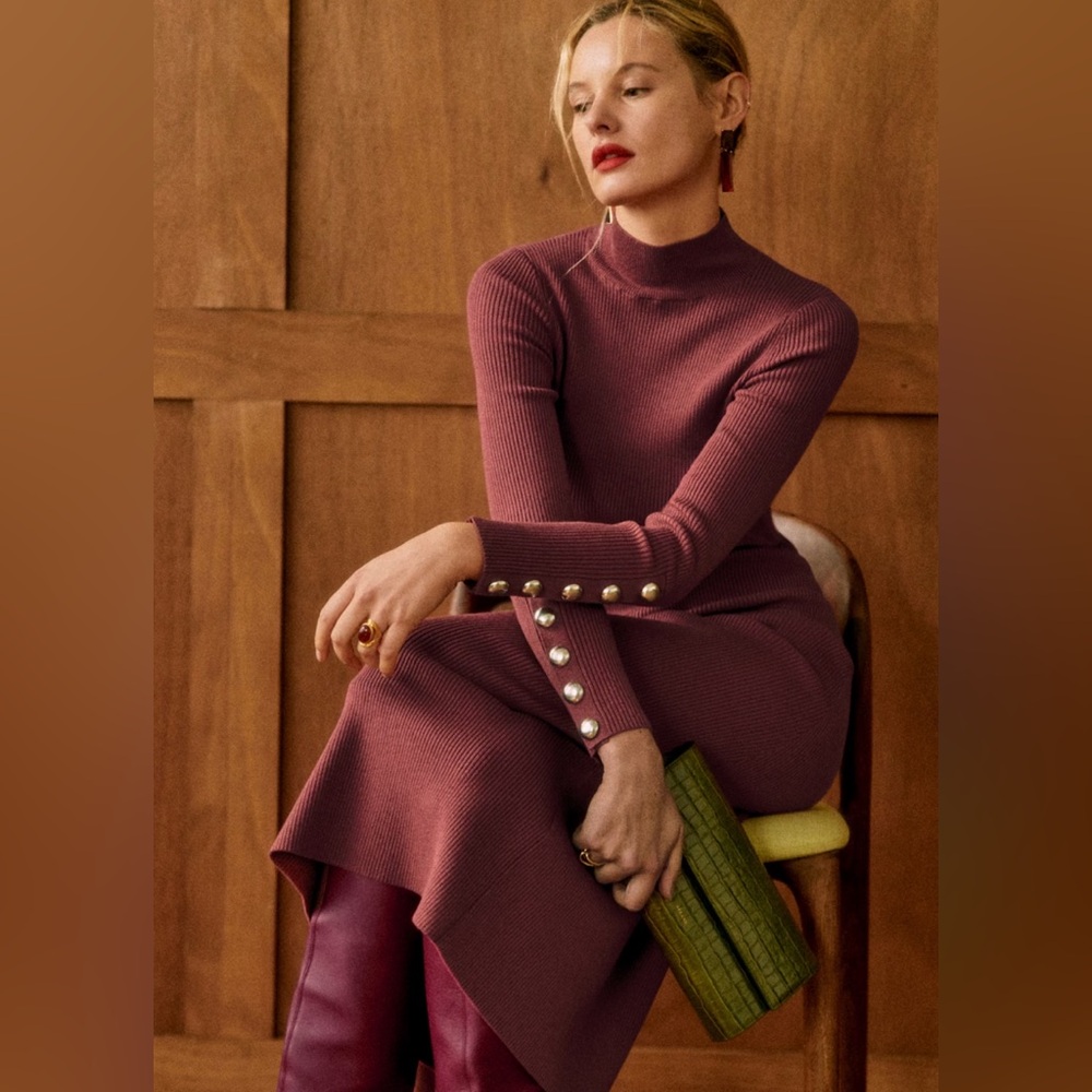Sezane Hillary Maxi Knit Dress Rosewood